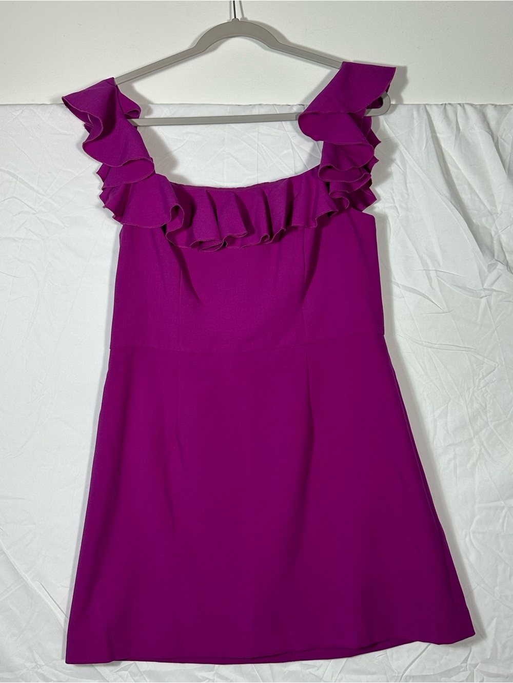 French Connection Fuchsia Ruffle-Trim dress